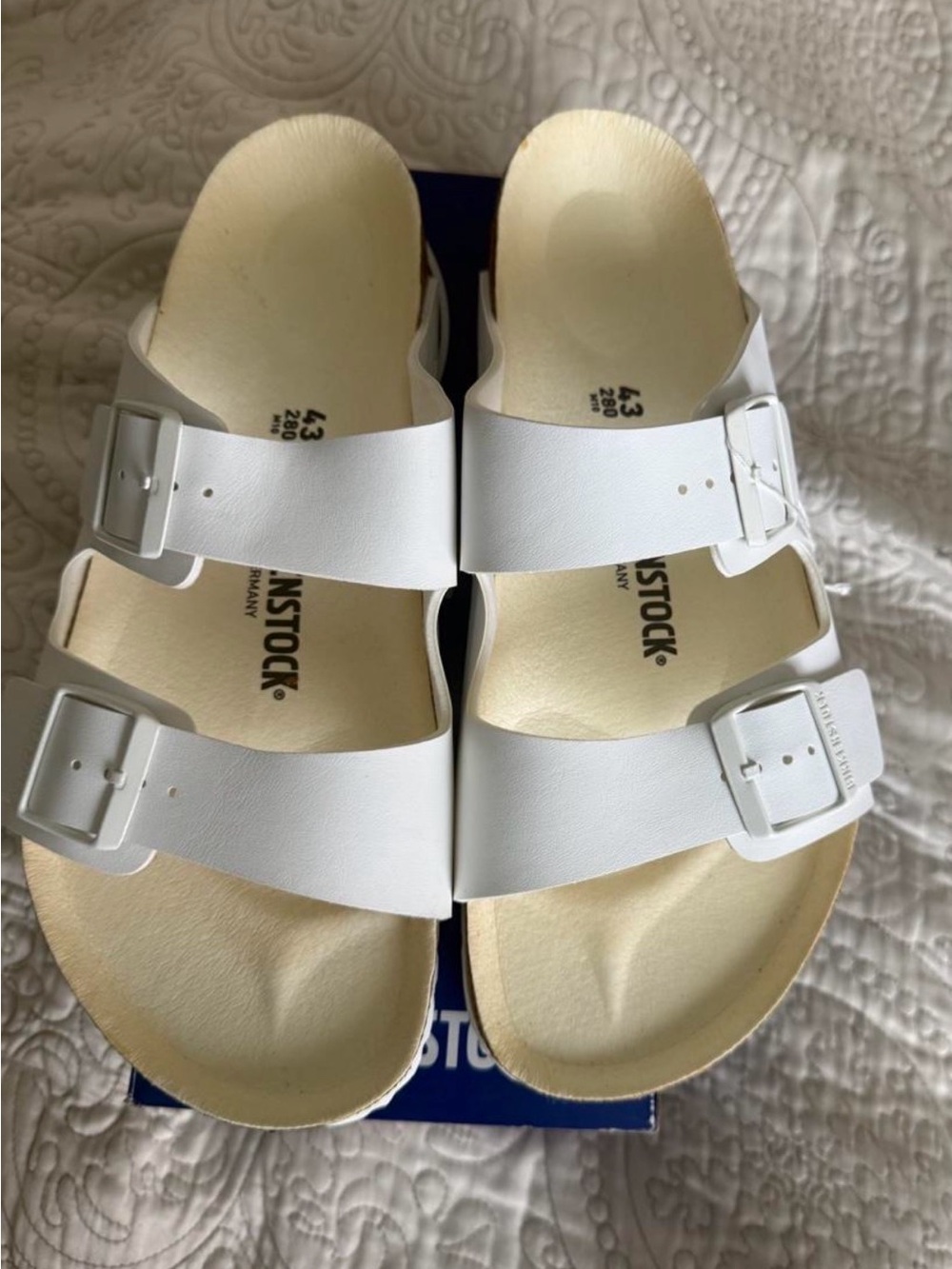 Birkenstock White Arizona Two-Strap Sandals - Classic Style